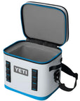 Yeti Hopper Flip 12 Soft Cooler (Fog Grey/Blue) open