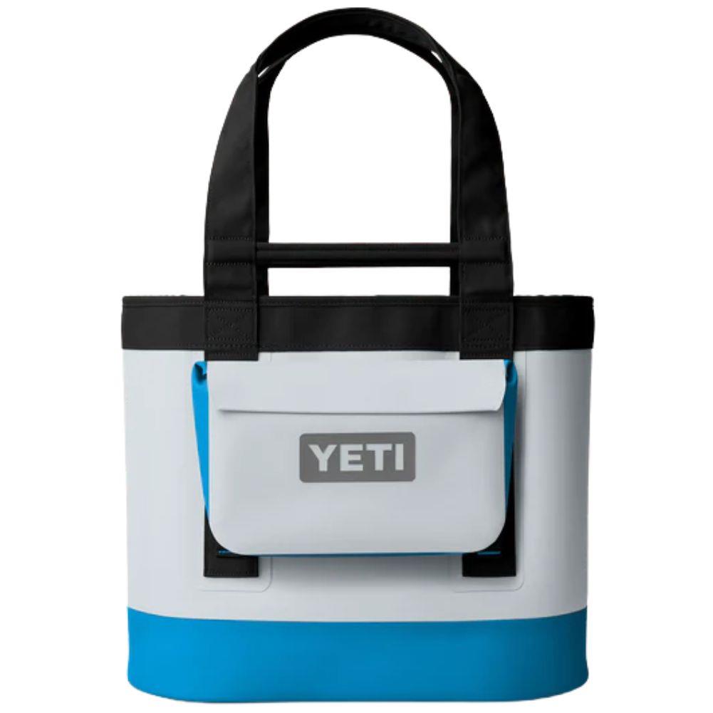 Yeti Sidekick Dry 3L Waterproof Gear Case (Fog Grey/Blue) on bag
