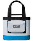 Yeti Sidekick Dry 3L Waterproof Gear Case (Fog Grey/Blue) on bag
