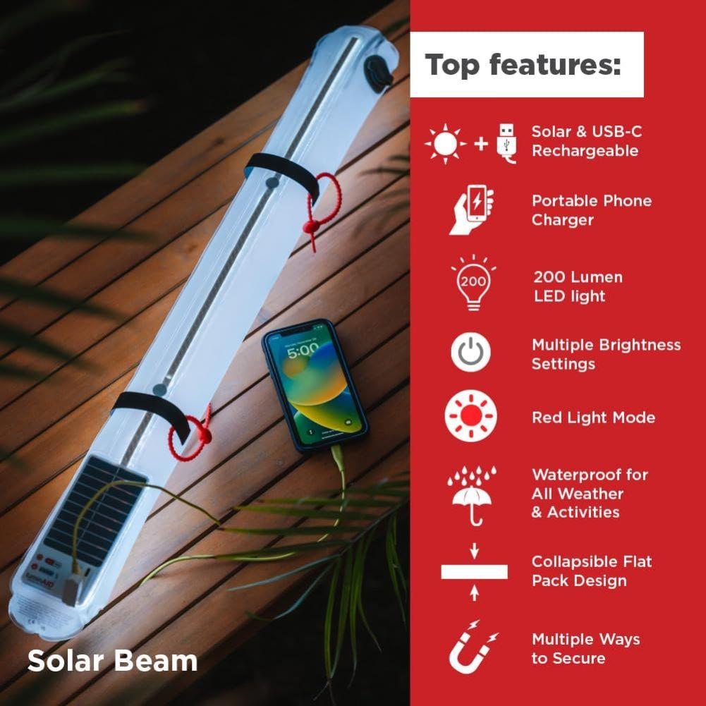 LuminAID Solar Beam With Phone Charger top