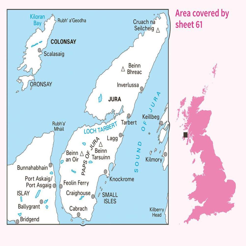 Ordnance Survey Landranger 61 Jura &amp; Colonsay Close