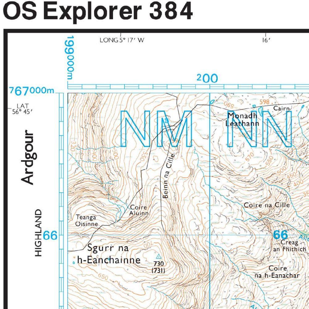 Ordnance Survey Explorer Map 384 Glen Coe &amp; Glen Etive Corner