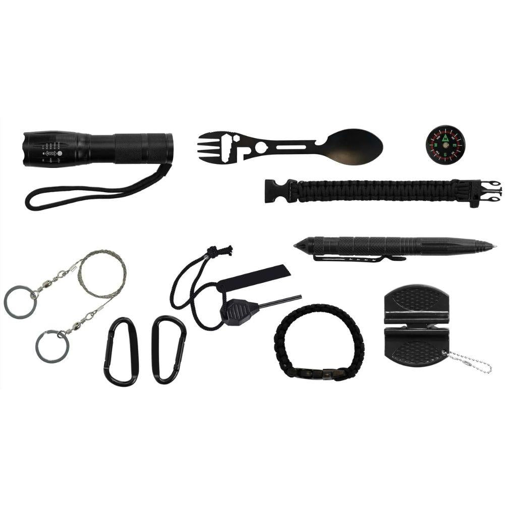 Highlander 10 in 1 Survival Kit with Waterproof Case tools
