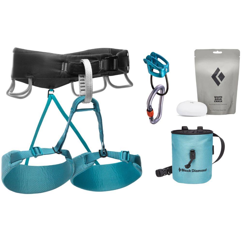 Black Diamond Women's Momentum Climbing Harness Package (Aqua Verde)