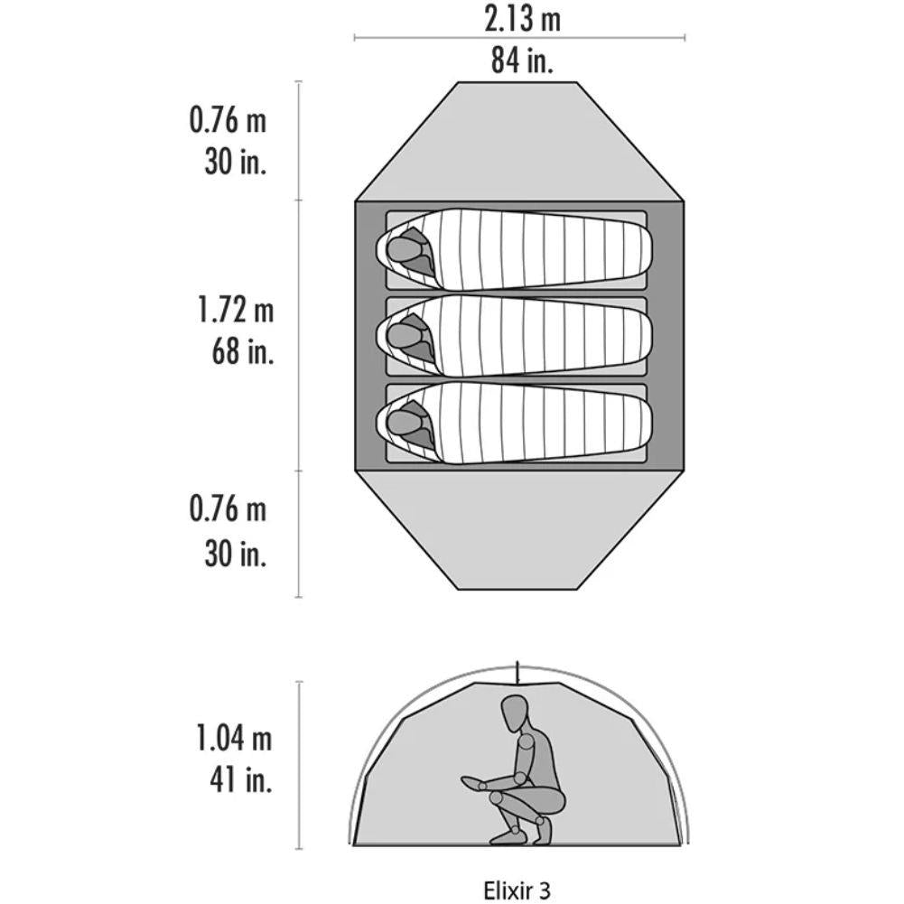 MSR Elixir 3 Tent - 3 Person Tent sizes