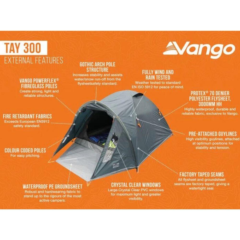 Vango Tay 300 Tent - 3 Man Tent (Deep Blue) info
