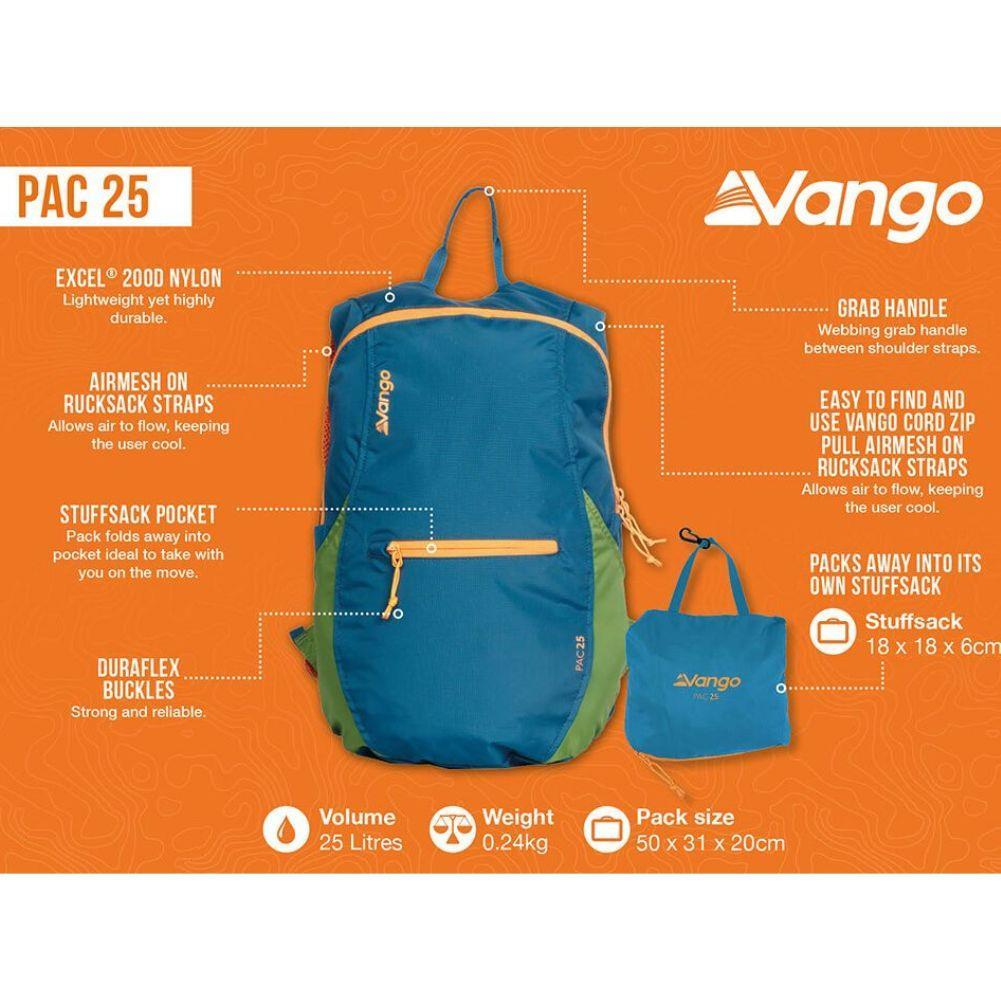 Vango Pac 25L Rucksack (Black) info
