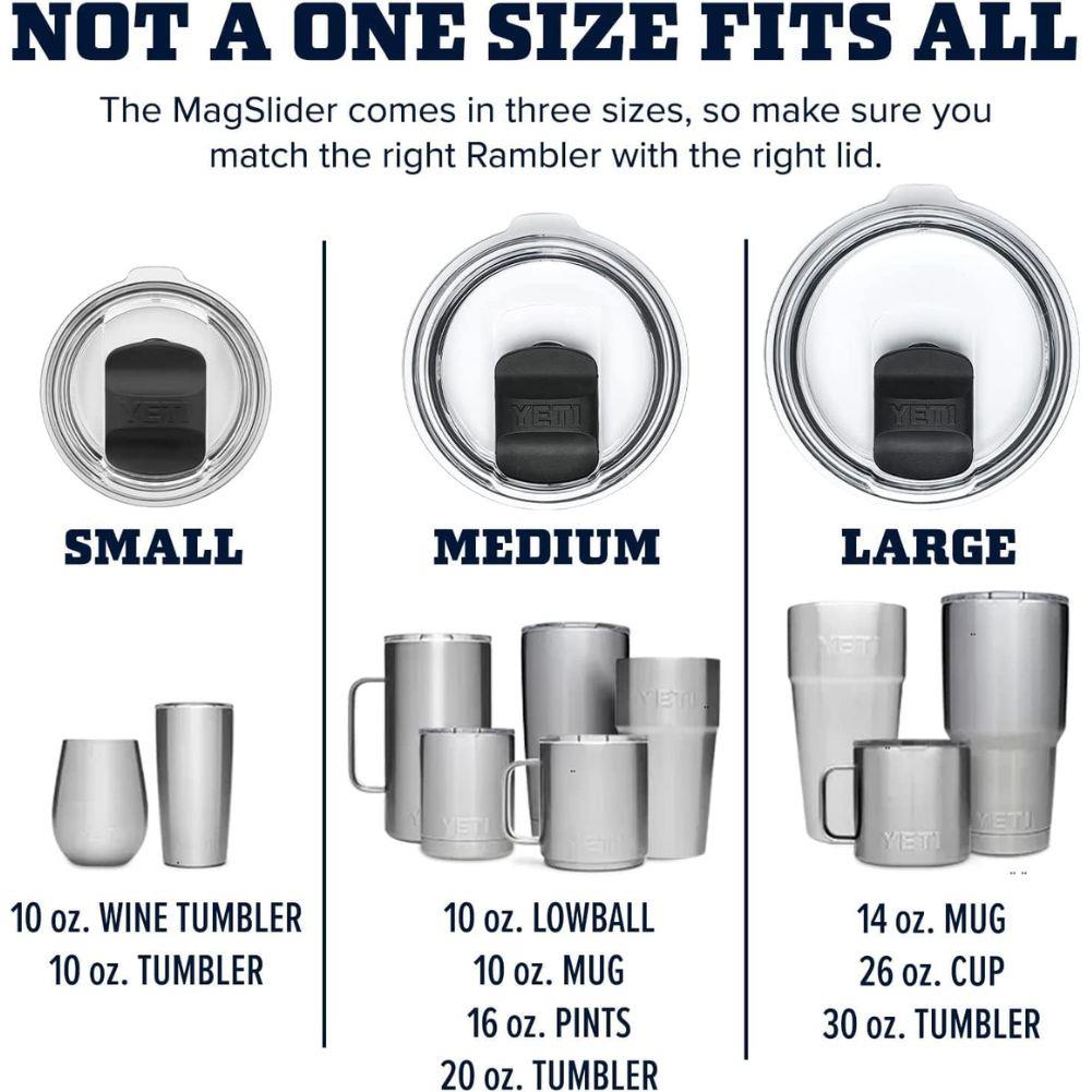 Yeti Rambler Replacement Large Magslider Lid sizes