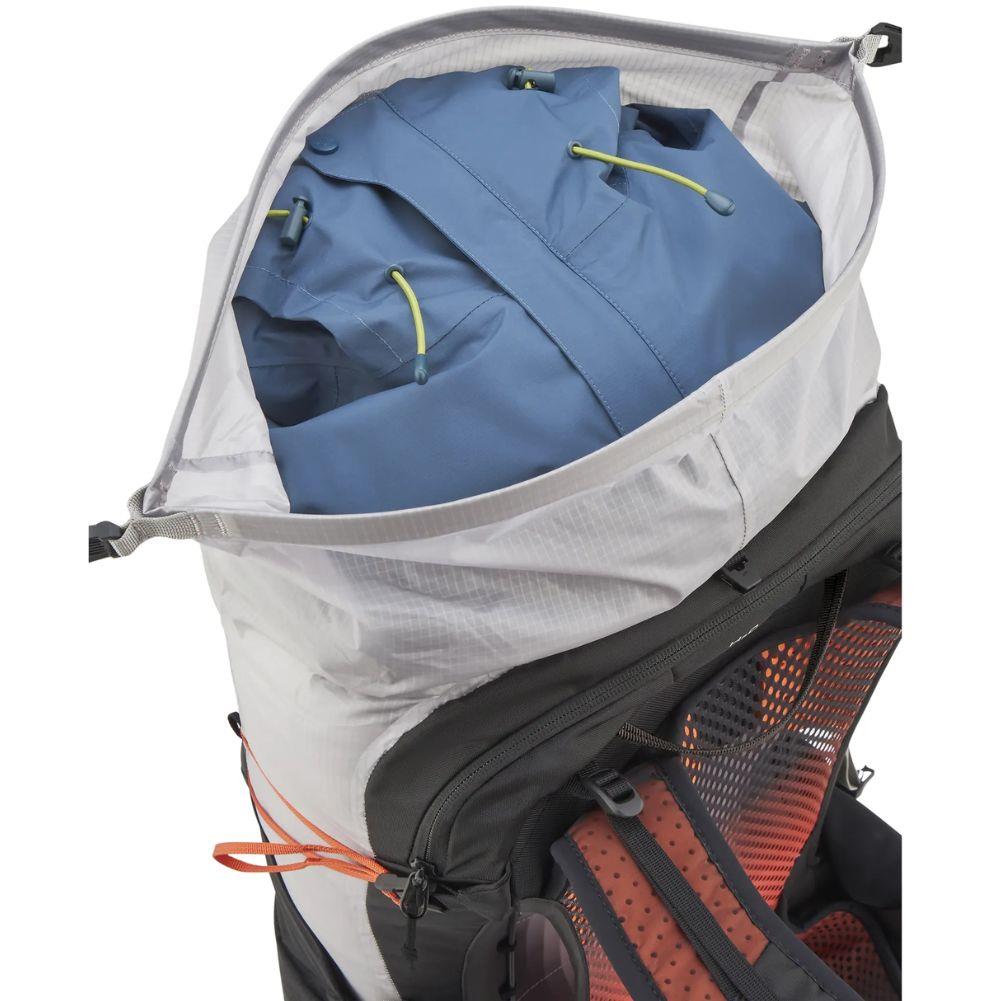 Rab Syclon XP 30L Waterproof Pack (Black/Dark Pewter) open