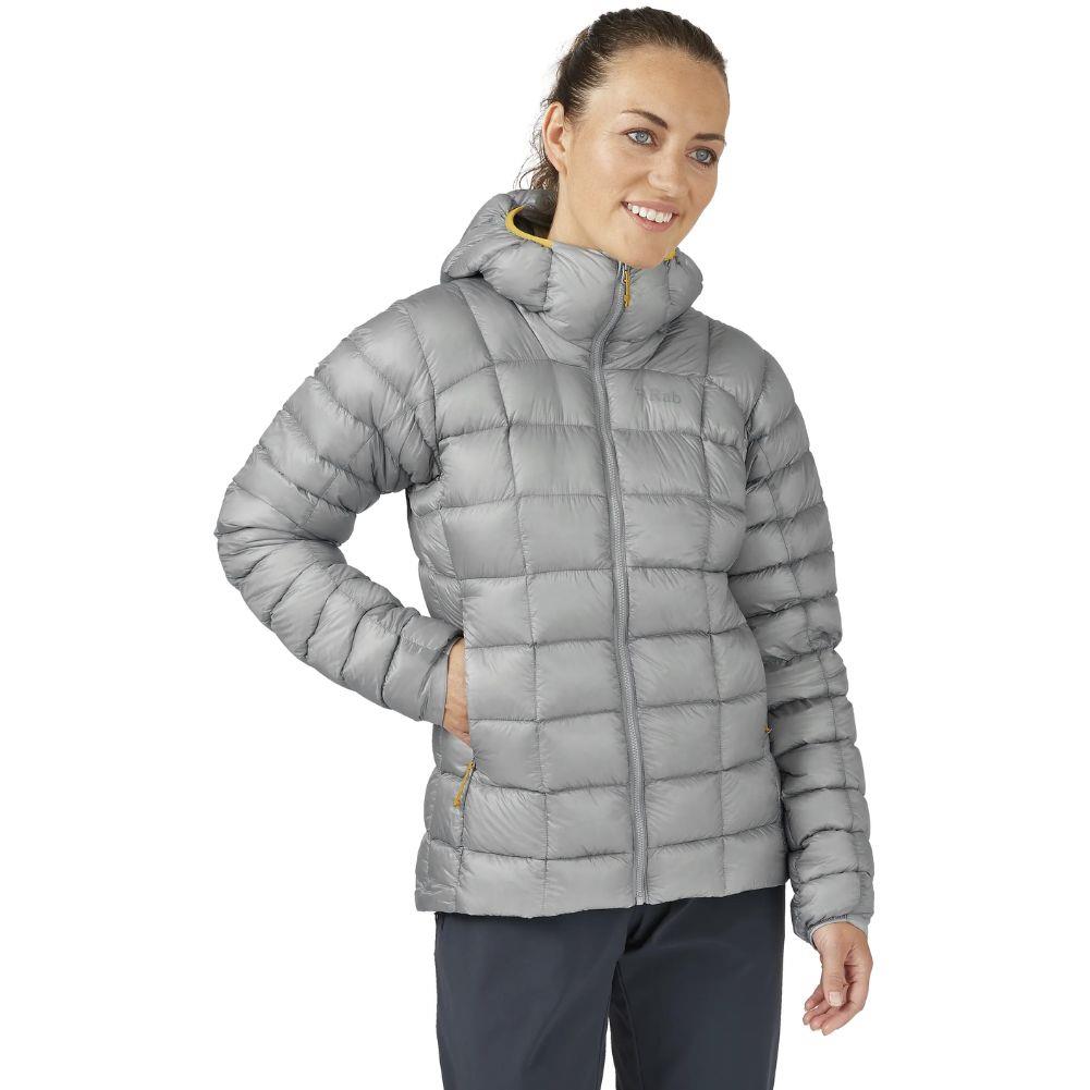 Rab Women's Mythic G Down Jacket (Cloud Grey) smile
