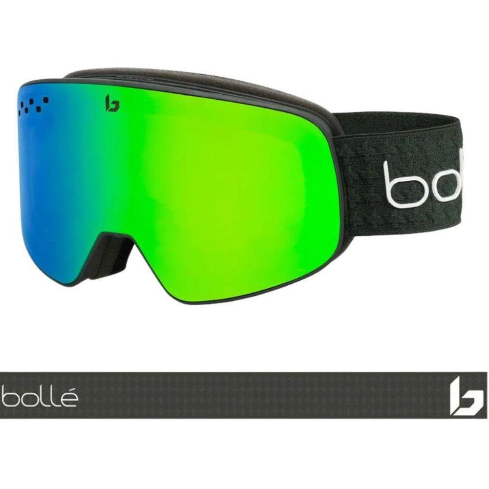 Bollé Unisex Nevada Ski Goggles (Forest Matte/Green Emerald) - Cat 2 strap