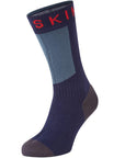 Sealskinz Waterproof Warm Weather Mid Length Sock With Hydrostop (Navy Blue/Grey/Red)
