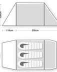 Wild Country Hoolie Compact 3 Tent + Hoolie Compact 3 Footprint + Free Wild Country Aluminium Alloy V-Angle Peg (10 Pack) Measurements
