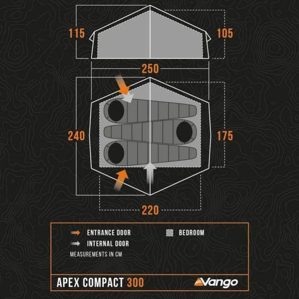 Vango Apex Compact 300 Tent + Vango Apex Compact 300 Groundsheet Protector