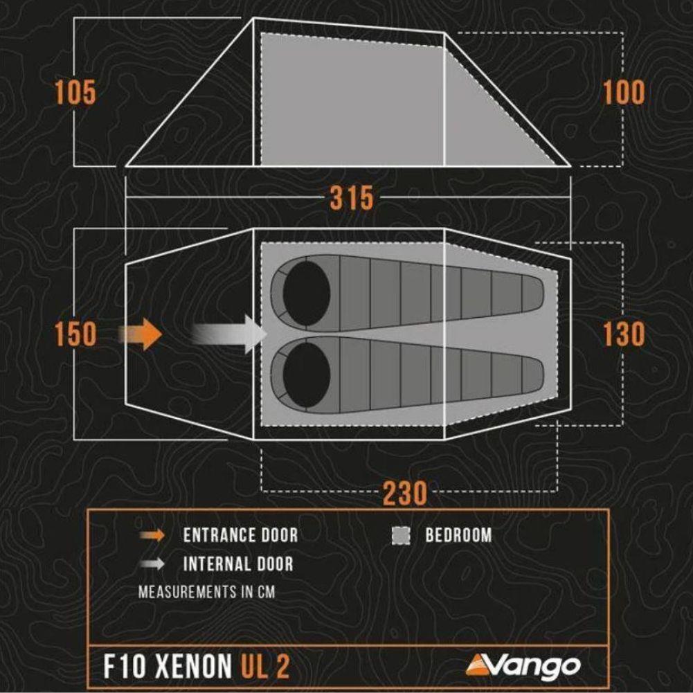 Vango F10 Xenon UL 2 Tent + Force Ten Xenon UL 2 Groundsheet Protector - GP515 Sizes