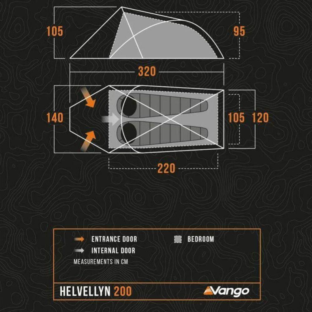 Vango Helvellyn 200 Trekking Tent + Vango Helvellyn 200 Groundsheet Protector - GP520