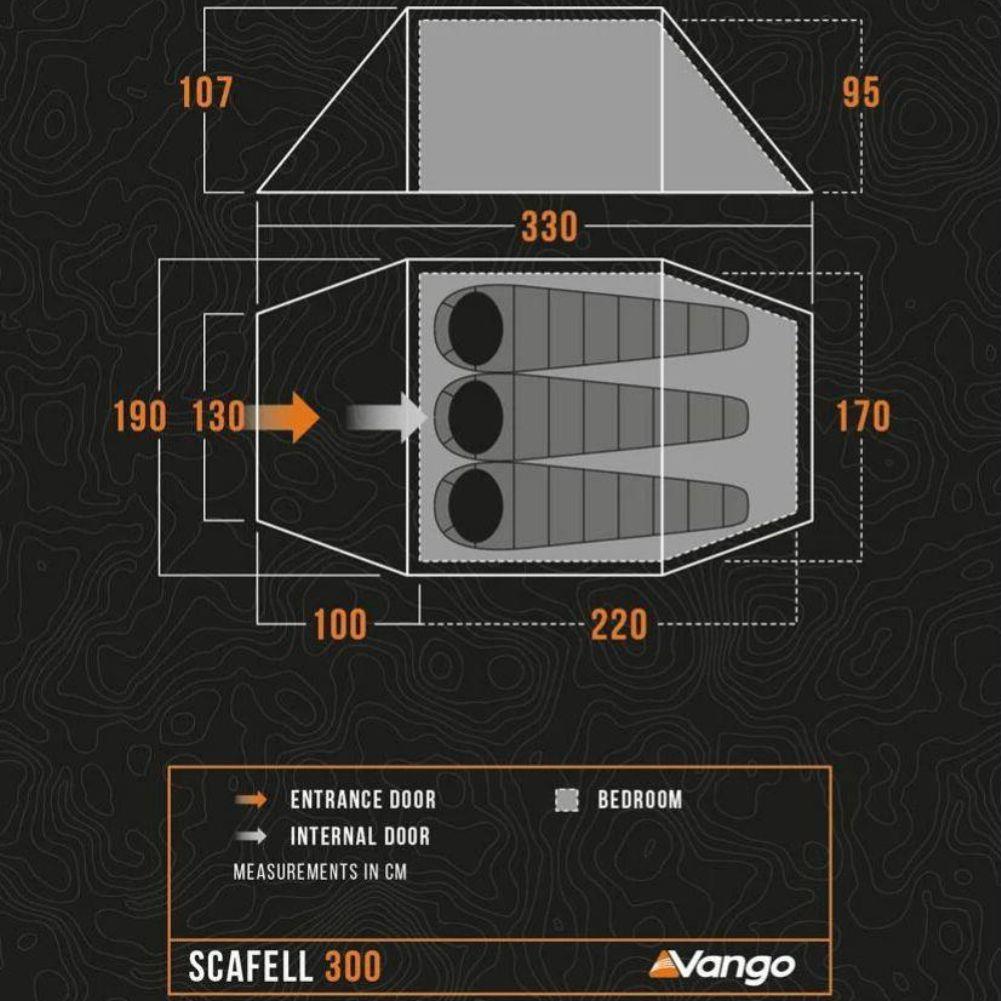 Vango Scafell 300 Tent + Vango Scafell 300 Groundsheet Protector Size