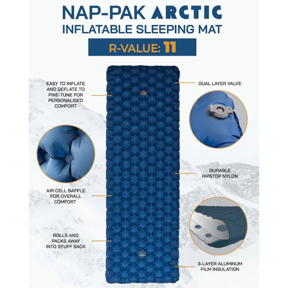 Highlander Nap-Pak Arctic R11 Inflatable Sleeping Mat (Olive Green)