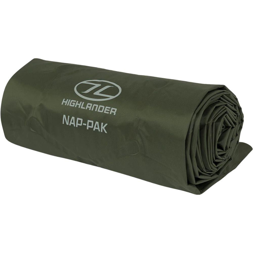 Highlander Nap-Pak Inflatable Sleeping Mat (Olive Green) rolled