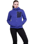 Mountain Equipment Women's Highpile Hooded Jacket (Clematis/Cosmos) hand in