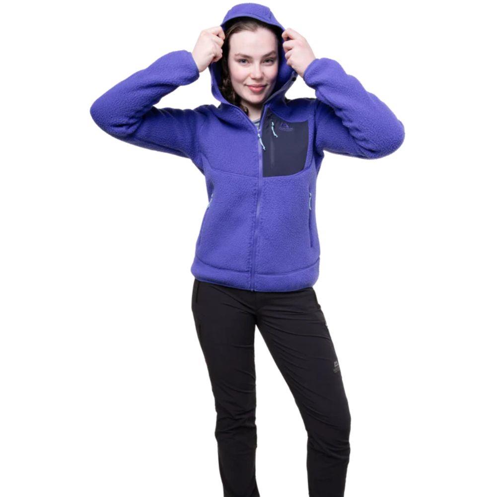 Mountain Equipment Women's Highpile Hooded Jacket (Clematis/Cosmos) hood up