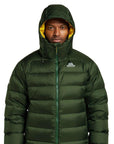 Mountain Equipment Men's Lightline Down Jacket (Conifer/Acid) - X-Large Front Hood Up