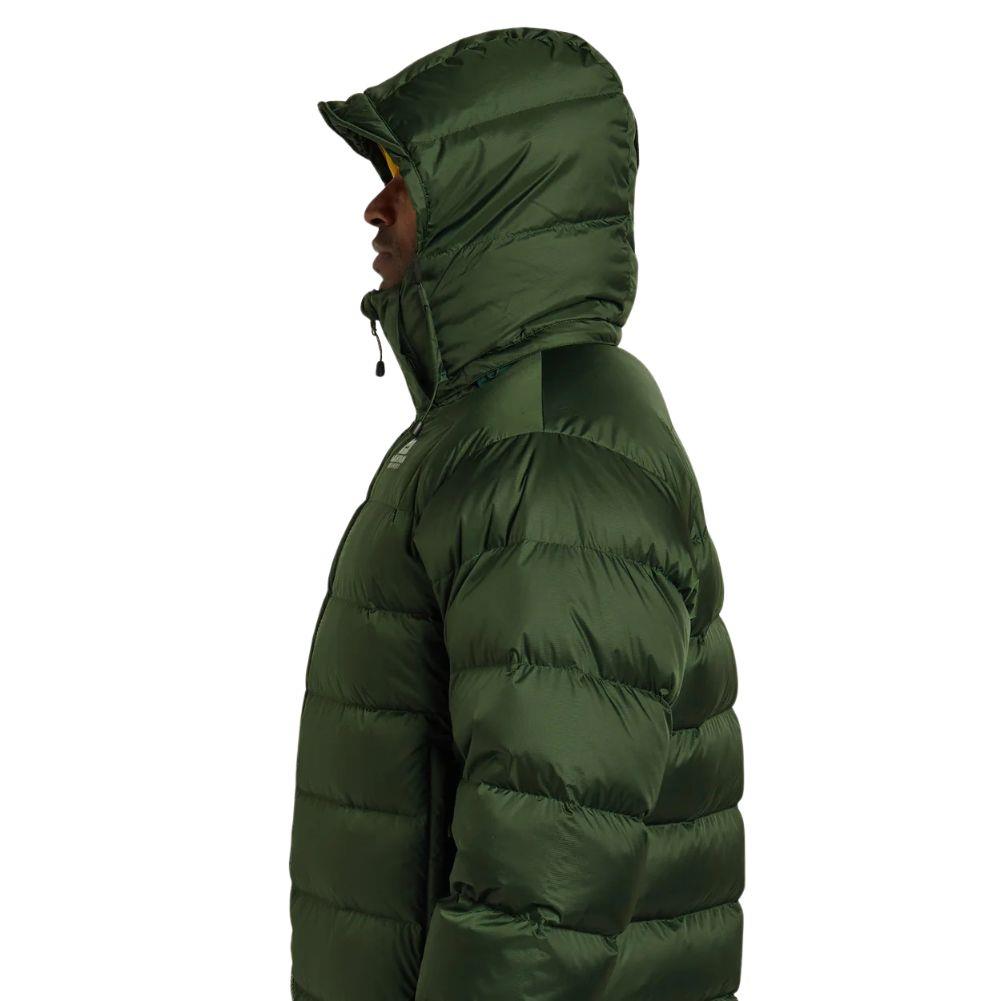 Mountain Equipment Men's Lightline Down Jacket (Conifer/Acid) - X-Large Side Hood Up