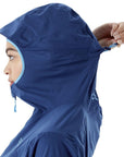 Rab Women's Kinetic 2.0 Waterproof Jacket (Nightfall Blue) Hood Side