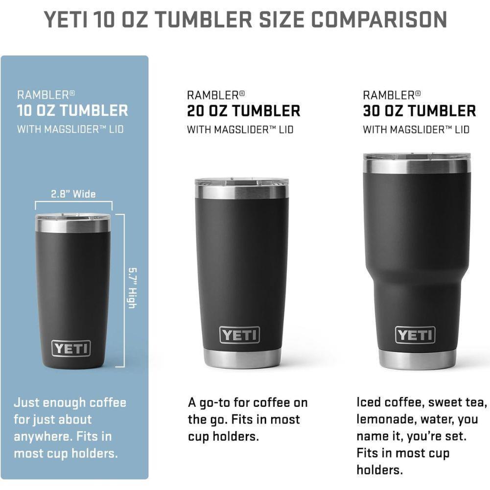 Yeti Rambler 10 oz (295 ml) Tumbler (Olive/King Crab Orange) sizes