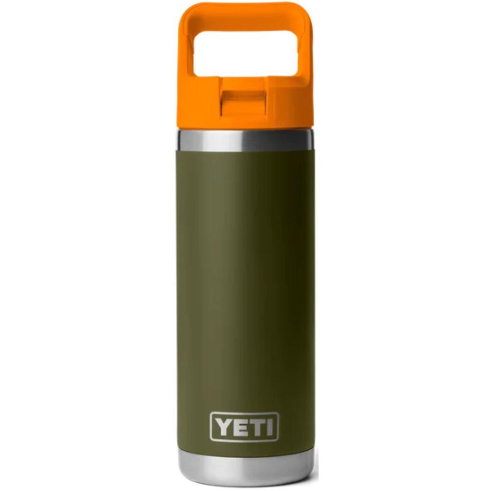 Yeti Rambler 18 oz (532 ml) Bottle With Colour-Matched Straw Cap (Olive/King Crab Orange)