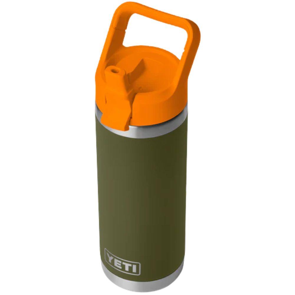 Yeti Rambler 18 oz (532 ml) Bottle With Colour-Matched Straw Cap (Olive/King Crab Orange) angle