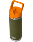 Yeti Rambler 18 oz (532 ml) Bottle With Colour-Matched Straw Cap (Olive/King Crab Orange) angle