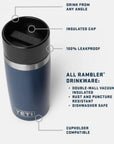 Yeti Rambler 12 oz (355 ml) Travel Bottle/Commuter Cap (Olive/King Crab Orange)