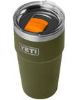 Yeti Rambler 20 oz (591 ml) Stackable Cup With MagSlider Lid (Olive/King Crab Orange) angle