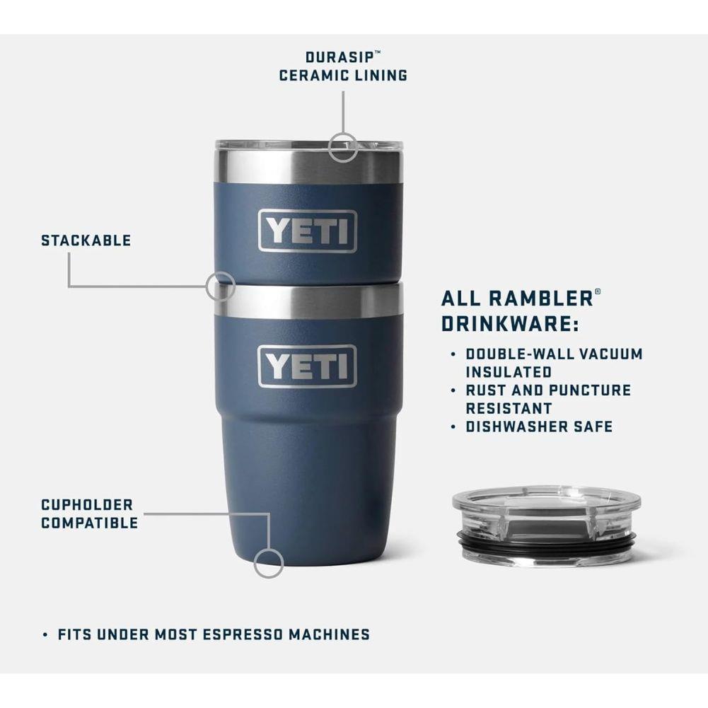 Yeti 8 oz Rambler (236 ml) Stackable Cup With DuraSip Ceramic Lining (Olive/King Crab Orange) stackable