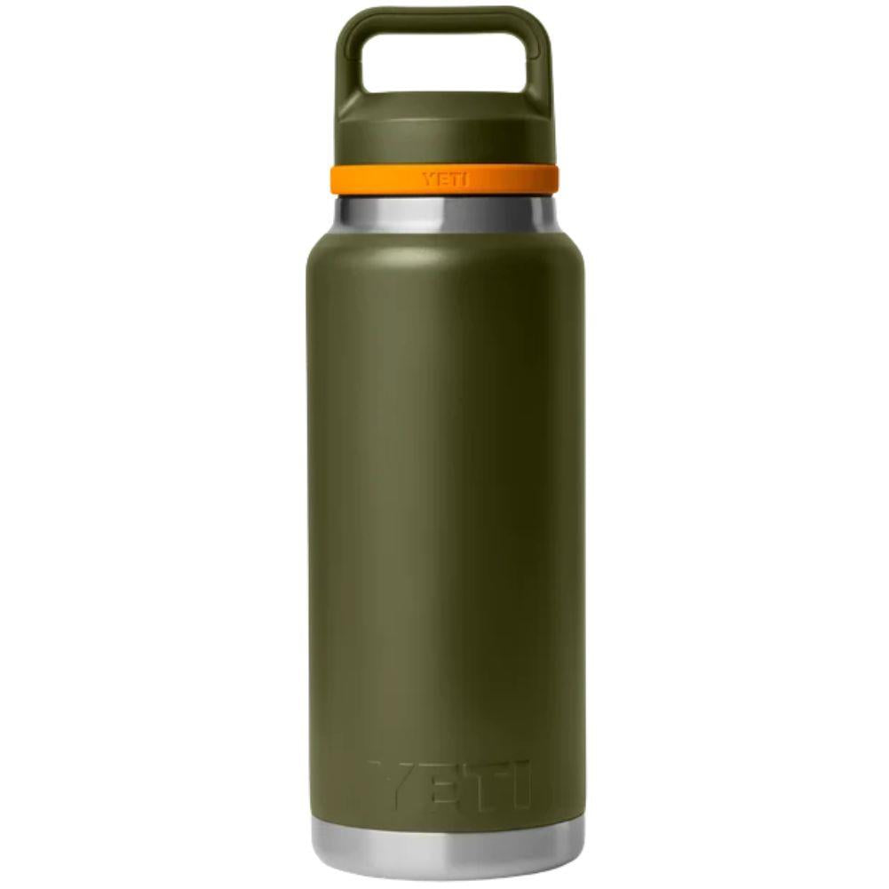 Yeti Rambler 36 OZ Bottle With Chug Cap (Olive/King Crab Orange) back