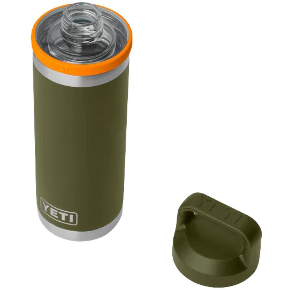 Yeti Rambler 18 oz (532 ml) Bottle With Chug Cap (Olive/King Crab Orange) lid