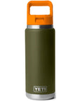Yeti Rambler 26 oz (769 ml) Bottle With Colour-Blocked Straw Cap (Olive/King Crab Orange)