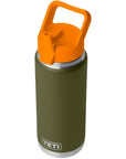 Yeti Rambler 26 oz (769 ml) Bottle With Colour-Blocked Straw Cap (Olive/King Crab Orange) angle