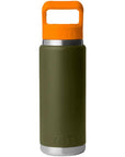 Yeti Rambler 26 oz (769 ml) Bottle With Colour-Blocked Straw Cap (Olive/King Crab Orange) back