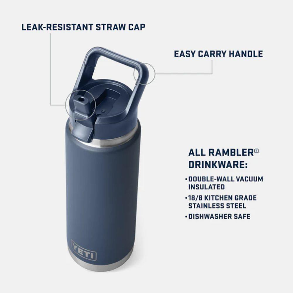 Yeti Rambler 26 oz (769 ml) Bottle With Colour-Blocked Straw Cap (Olive/King Crab Orange) info