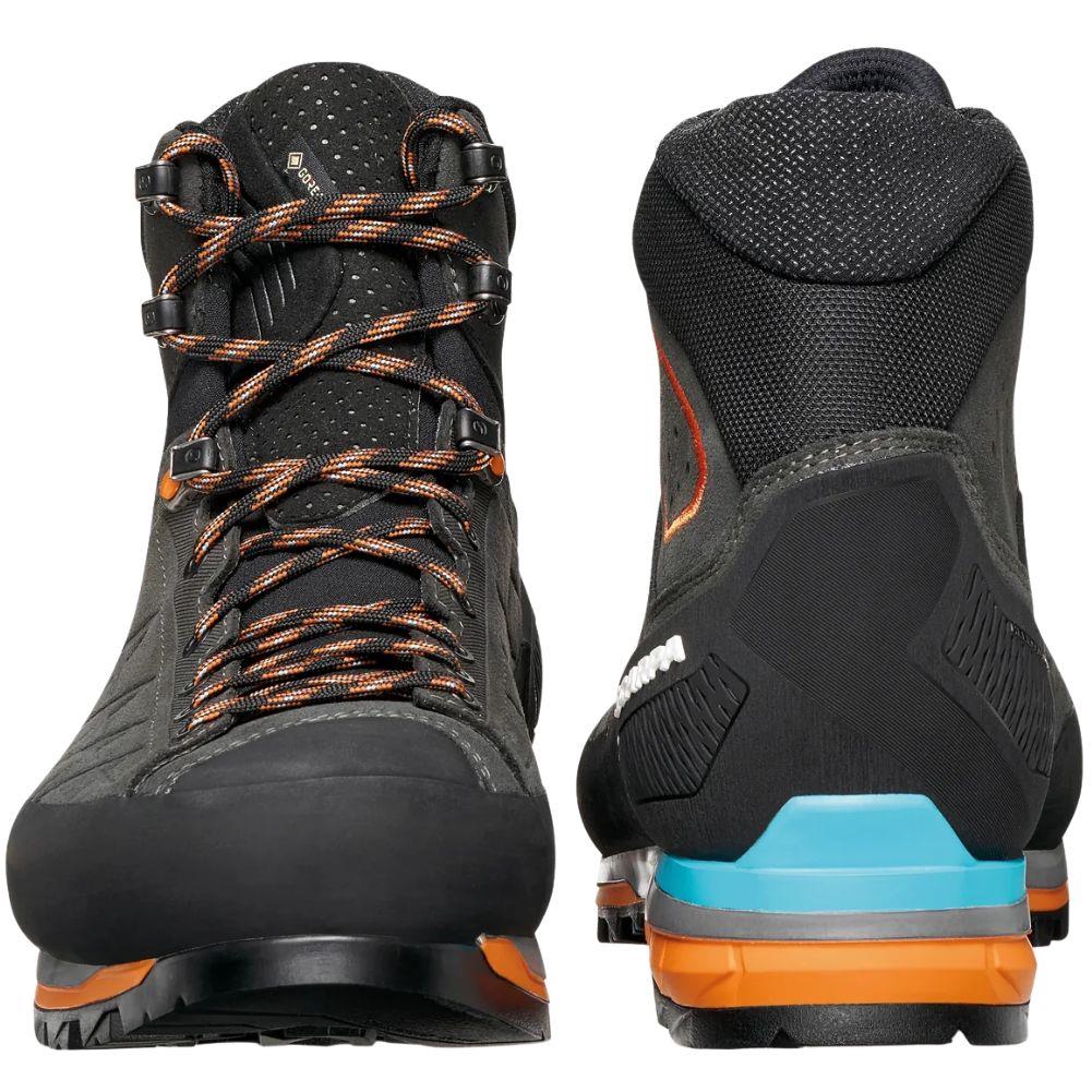 Scarpa Men's Zodiac Tech GTX Mountaineering Boot (Anthracite/Tonic Orange) front back