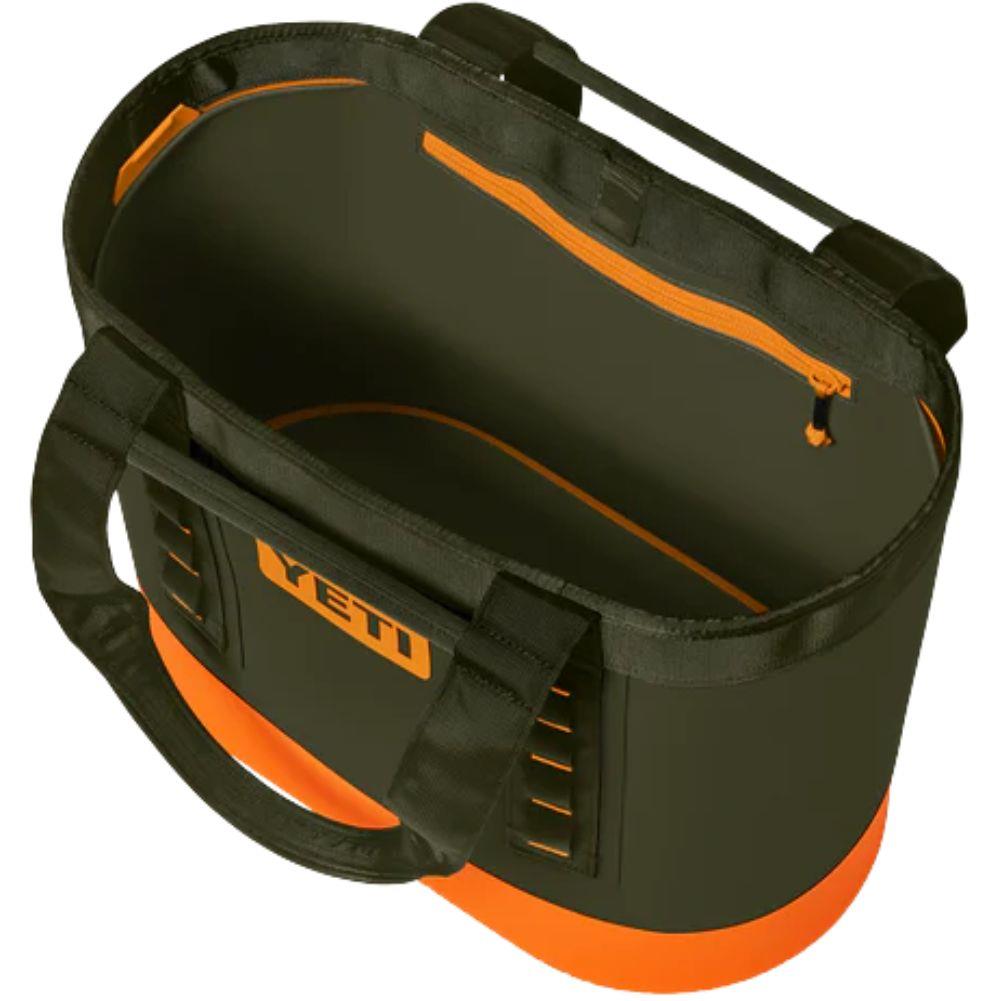 Yeti Camino 35L Carryall Tote Bag (Olive/King Crab Orange) open