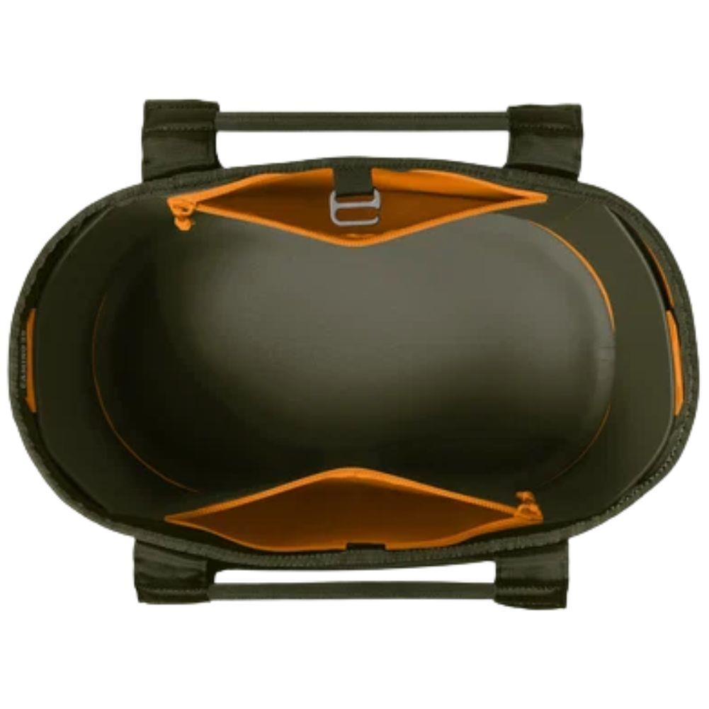 Yeti Camino 35L Carryall Tote Bag (Olive/King Crab Orange)top view