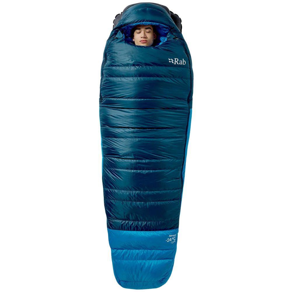 Rab Ascent Down Sleeping Bag (-24°C) - Regular - Right Zip (Tempest Blue/Maya Blue) zzz