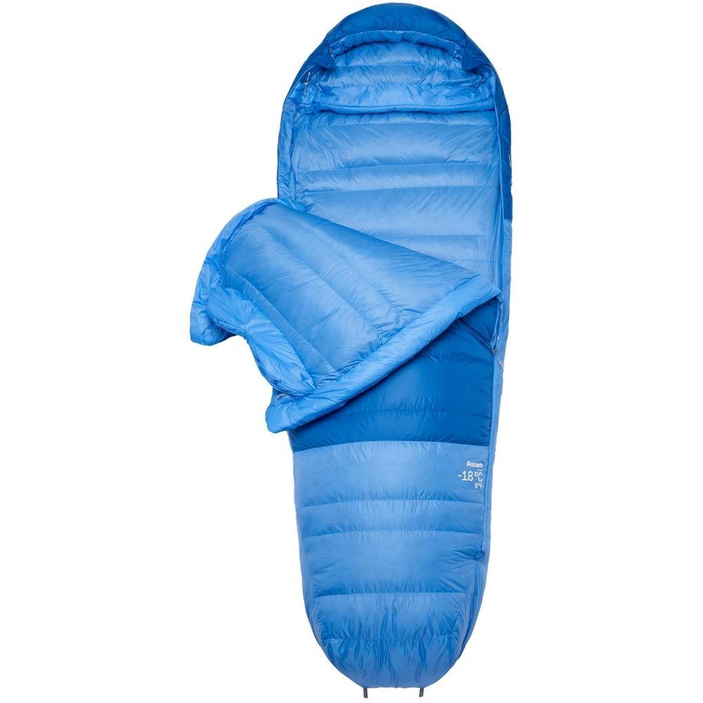 Rab Women's Ascent Down Sleeping Bag (-18°C) - Regular - Right Zip (Dark Bluebird/Bluebird) full open