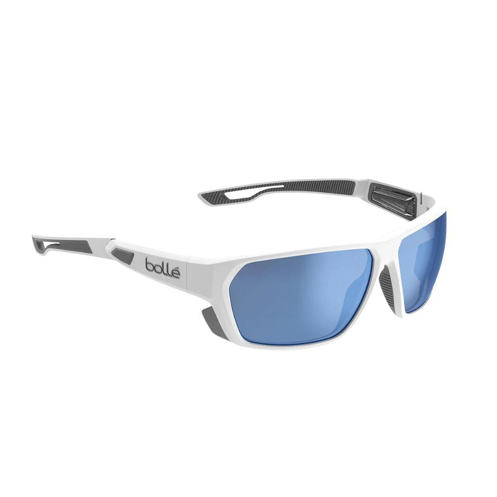 Bollé Airfin Sunglasses - Small/Medium (White Matte Grey/Volt+ Offshore Polarised) Side