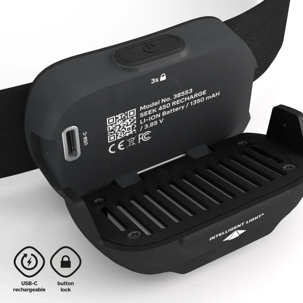 Silva Seek 600 Rechargeable Headtorch (Midnight) open