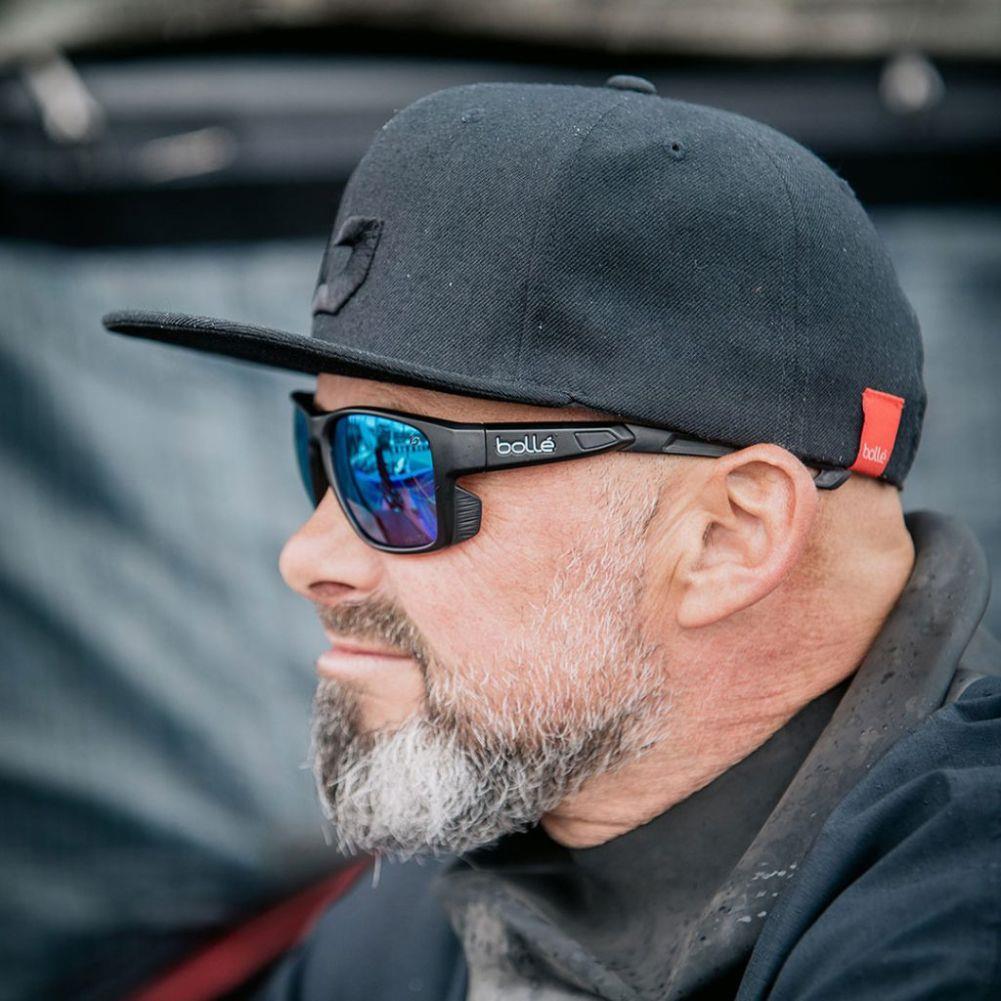 Bollé Airdrift Sunglasses - Medium (Black Matte/Volt+ Offshore Polarised) On Person