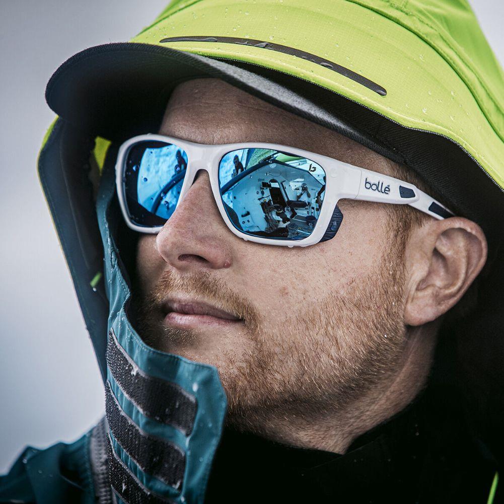 Bollé Airdrift Sunglasses - Medium (White Matte Navy/Volt+Offshore Polarised) Sailor